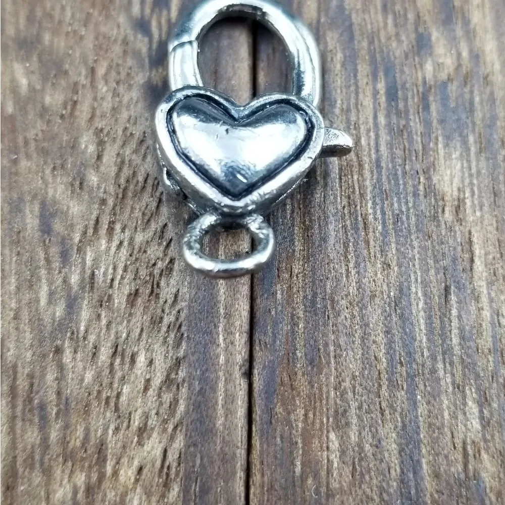 Heart charm lock clasp for jewelry making P173